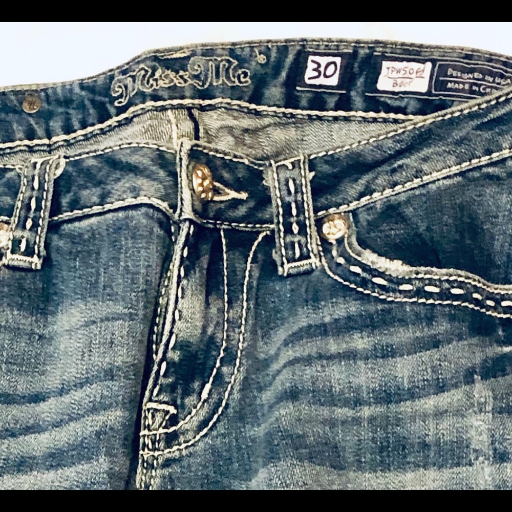 💎Miss Me light blue, bootcut, faded & holes💎